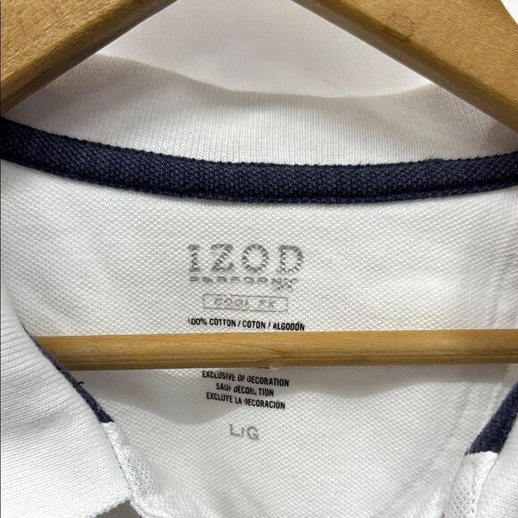 Izod Men's Red, Blue, and White Polo Shirt Sz L - Picture 3 of 4